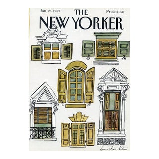 1987 Original New Yorker Magazine Cover, January 26, Laura Jean Allen Cover Art, New York City Doorways For Sale