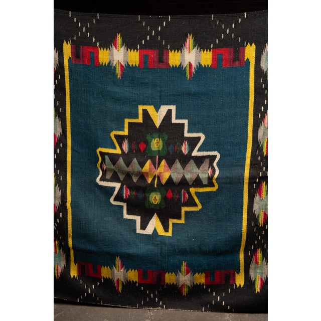Textile Vintage Southwest Motif Mexican Serape Throw For Sale - Image 7 of 8