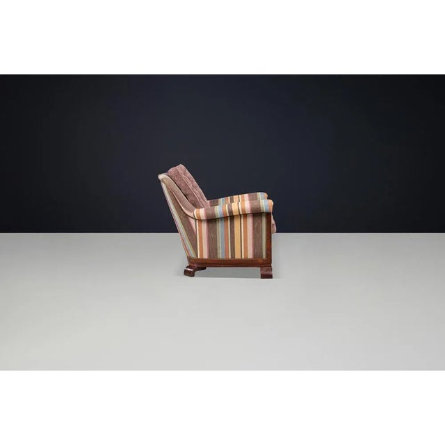 Large Art Deco Chair in Fabric and Walnut, 1930s For Sale - Image 6 of 14