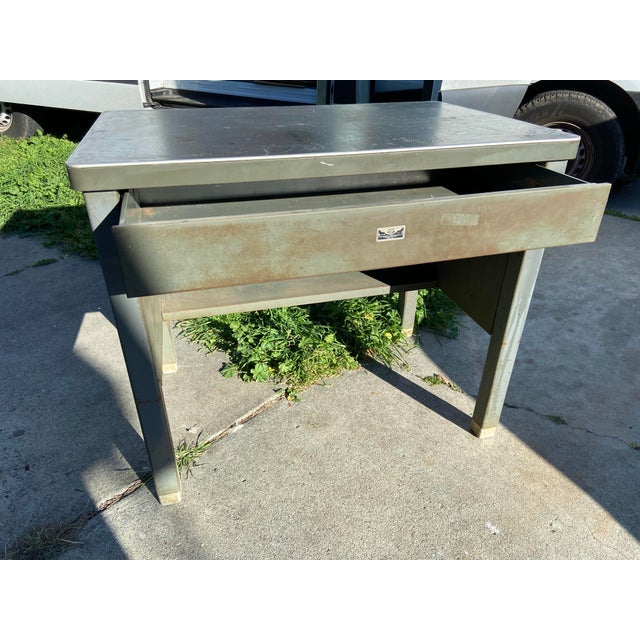 Stone Gray Vintage Mid-Century Modern General Fireproofing Tanker Desk For Sale - Image 8 of 12