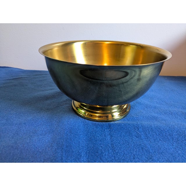 Vintage Mid-Century Seiden Solid Brass Paul Revere Style Footed Bowl - 8.25" For Sale - Image 12 of 15