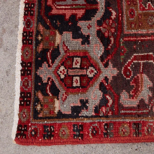 Mid 20th Century Vintage Persian Heriz Wool Rug For Sale - Image 5 of 13