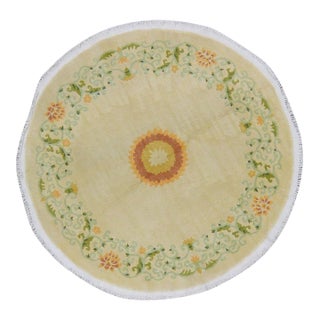 Vintage Chinese Art Deco Knotted Wool Rug, Round For Sale