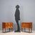 Pair of 1950s bedside tables in walnut and mahogany veneer, featuring a sober and functional design typical of the period....