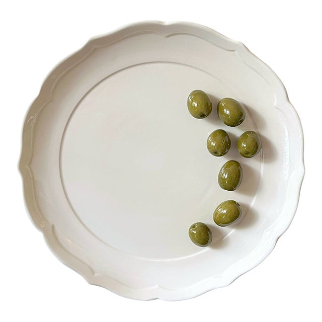 Vintage Til Trompe L’Oeil Ceramic Olive Serving Plate, in the Style of Este Ceramiche Made in Japan, 10" For Sale