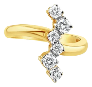 Vertical Diamond Cocktail Ring .75cttw 14k Yellow Gold, Size 8