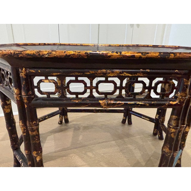 Vintage Maitland-Smith Chinoiserie Palm Beach Style Faux Bamboo and Faux Tortoise Coffee Table For Sale - Image 10 of 18