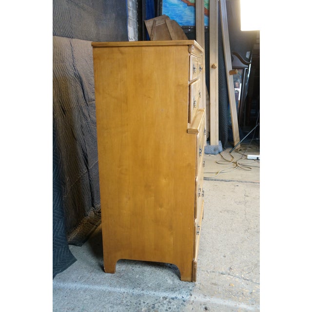 T.F.I. Mid Century American Colonial Style Maple Tallboy Dresser Chest of Drawers For Sale - Image 10 of 18