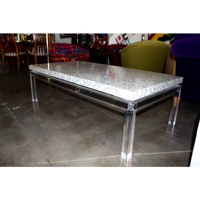 Phyllis Morris Custom Made Lucite and Mother of Pearl Coffee Table For Sale - Image 10 of 10