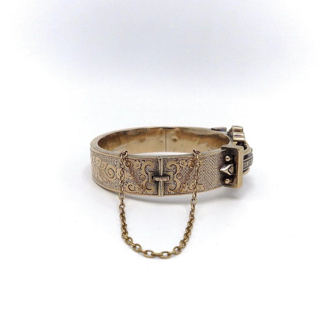 10K Rose Gold Victorian Architectural Revival Taille D’Epargne Bracelet For Sale In Los Angeles - Image 6 of 8