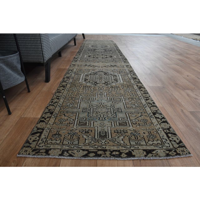 1970s Vintage Handmade Wool Cotton Beige Runner Rug For Sale In San Francisco - Image 6 of 11