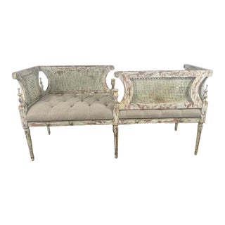 19th C. French Louis XVI Style Double Seat Bench For Sale