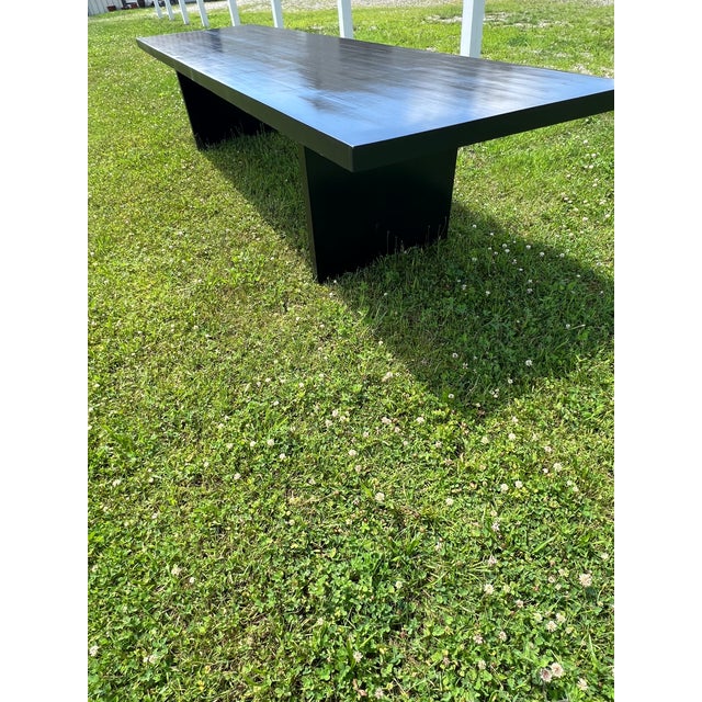 Black Lacquer Banquet Dining Table or Conference Table or Communal Table Solid Wood Rustic Chic For Sale - Image 4 of 12