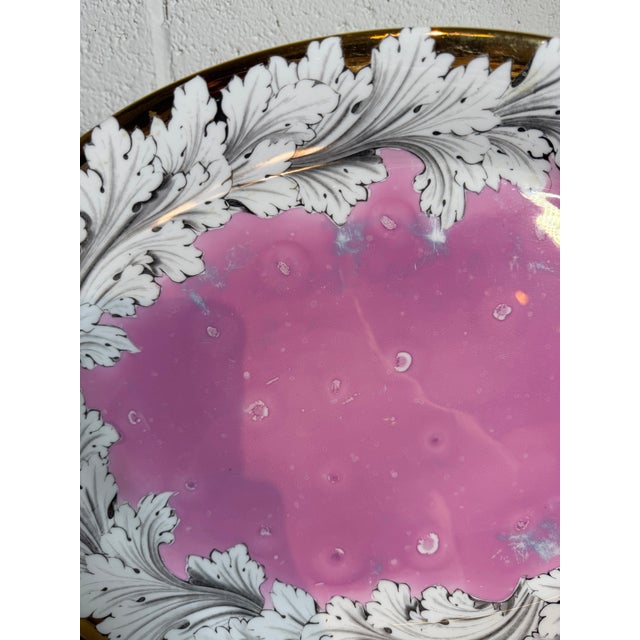 Vintage Fornasetti Style Pink Splash Luster Platter | Chairish