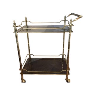 Glass and Brass Bar Cart For Sale