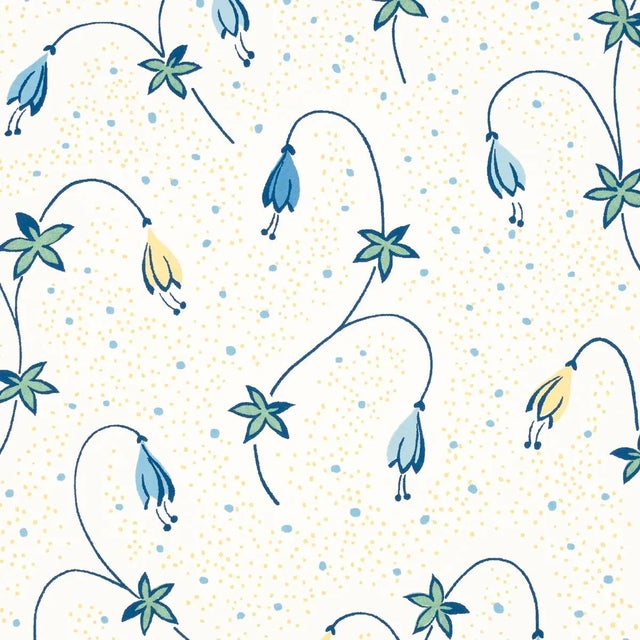 Contemporary SAMPLE - Schumacher Lolly Floral Wallpaper In Blues For Sale - Image 3 of 5