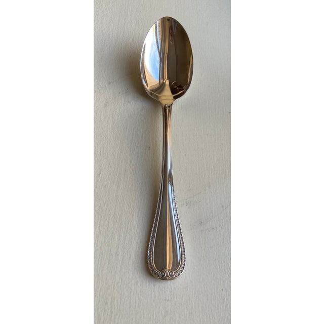 French 1980s Christofle "Malmaison" Collection Silver Plated Soup Spoons- Set of 8 For Sale - Image 3 of 9