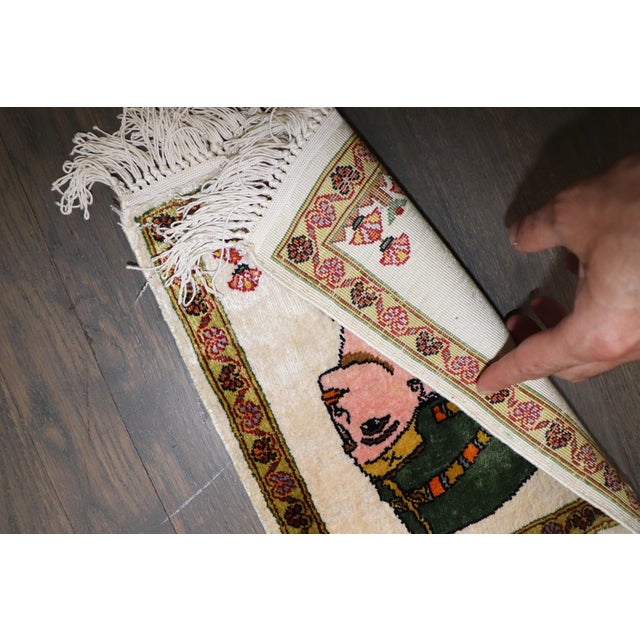 Egyptian Silk Mini Rug For Sale - Image 4 of 5