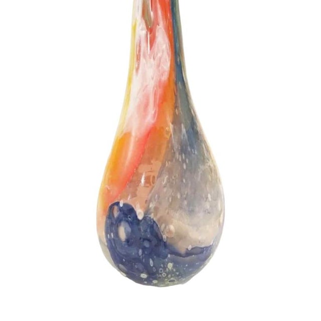 Orange Large Late 20th Century Italian Murano Overlaid Crystal Glass Decorative Vase For Sale - Image 8 of 10
