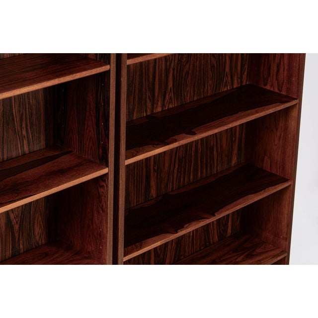 Pair of Mid Century Scandinavian Modern Tall Rosewood Bookcases For Sale - Image 12 of 18