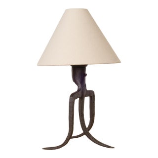 1950s French Brutalist Iron Table Lamp For Sale