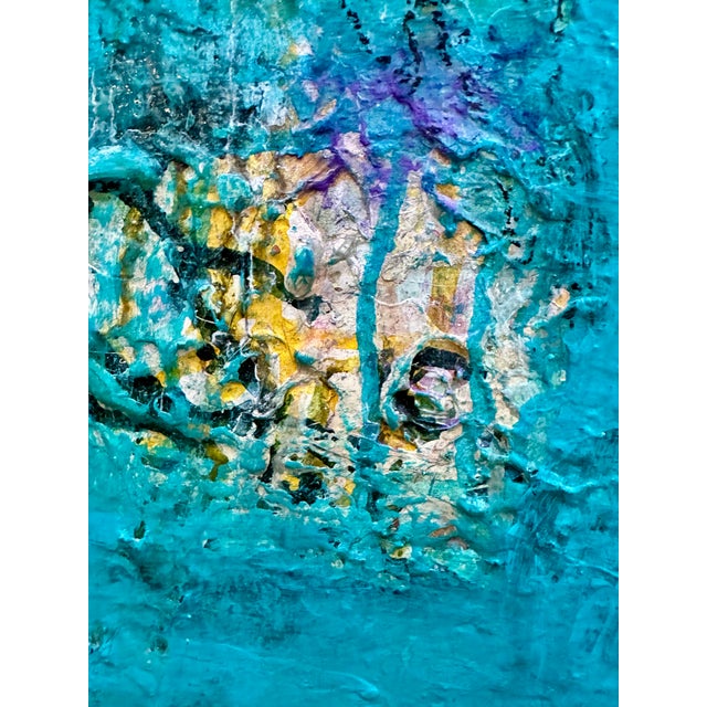 Many layers of acrylic mixed with various polymers. Pastels, charcoal and finished with multiple coats of gloss varnish...