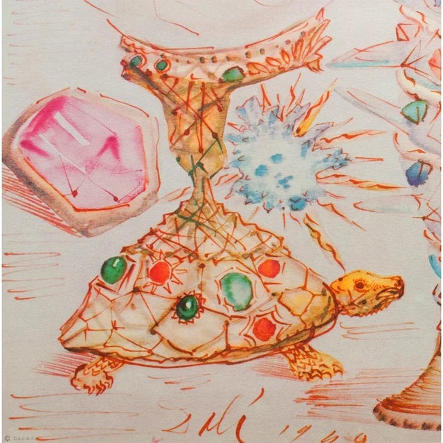 1956 After Dali, Turtle and Jewels First Edition Period Lithograph From the Mrs. Albert D. Lasker Collection For Sale In Dallas - Image 6 of 13