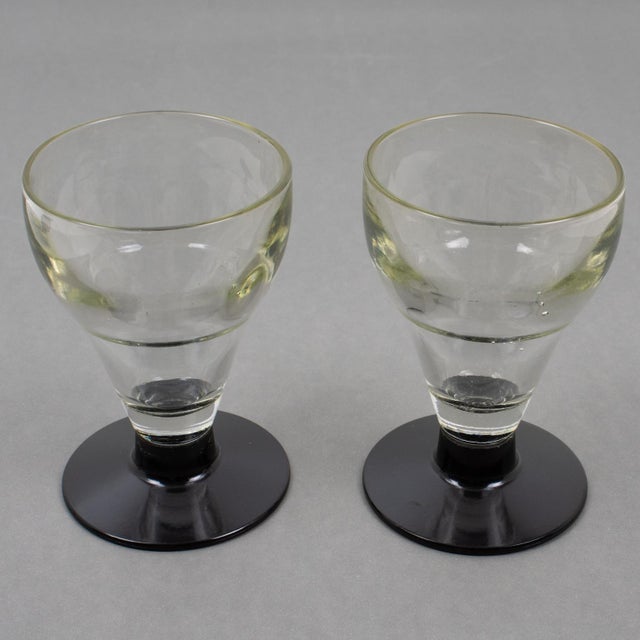 Transparent Hand-Blown Glass and Bakelite Absinthe Glasses, 3 pieces, France 1910s For Sale - Image 8 of 10