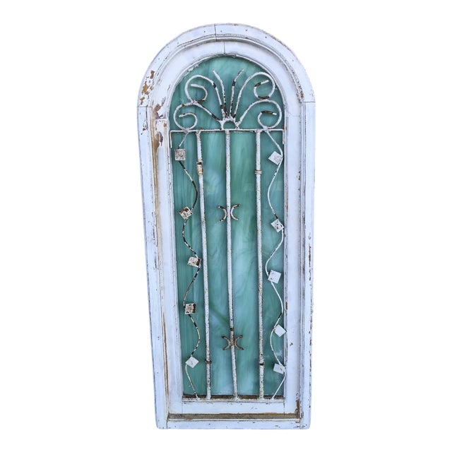Antique Wood Window Pane With Metal And Teal Quarts Back Chairish