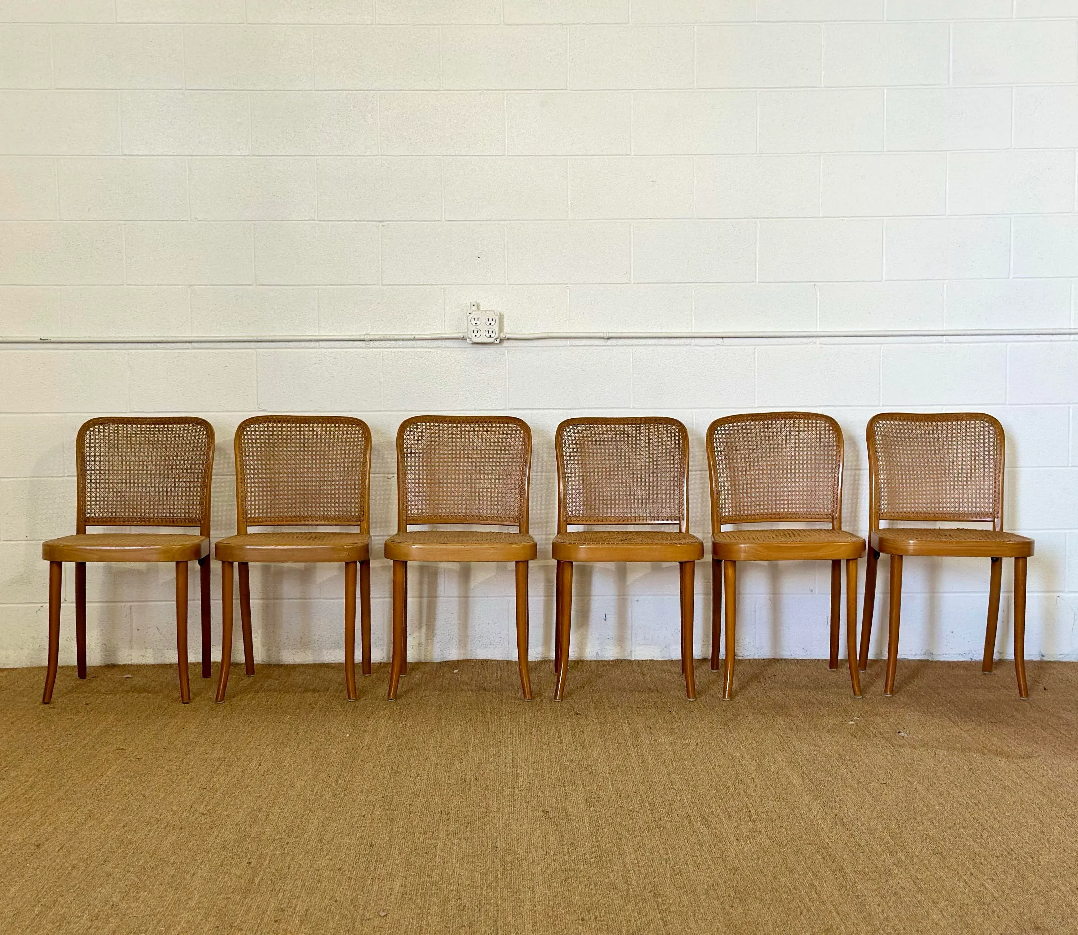 1930s Josef Hoffmann No. 811 Prague Bentwood & Cane Dining Chairs