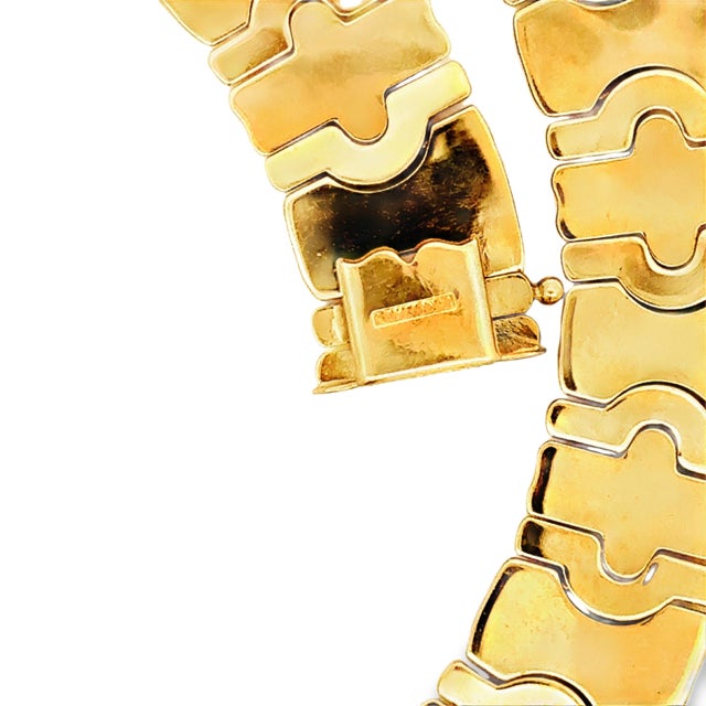 Metal Vintage Italian Modernist 14k Gold Sculptural Link Collar Necklace For Sale - Image 7 of 7