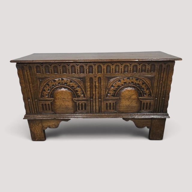Brown Minature Oak Coffer, 1920 For Sale - Image 8 of 8