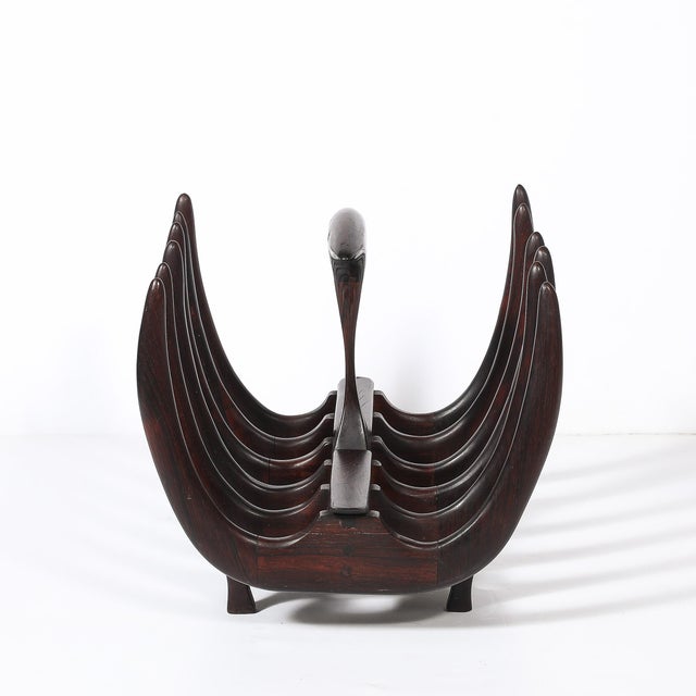 Mid-Century Modernist Sculptural Osseous Form Magazine Stand in Rosewood For Sale - Image 14 of 18