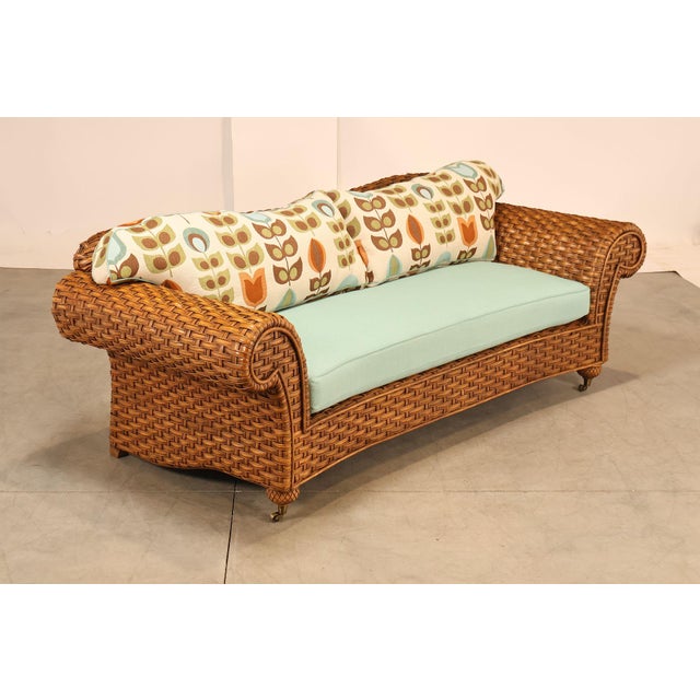 Contemporary Lane Venture Excursions Pair Of Wicker Sofas With Cushions For Sale - Image 3 of 18