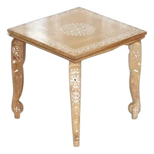 Anglo-Indian Inlaid Teak Side Table, 1950s