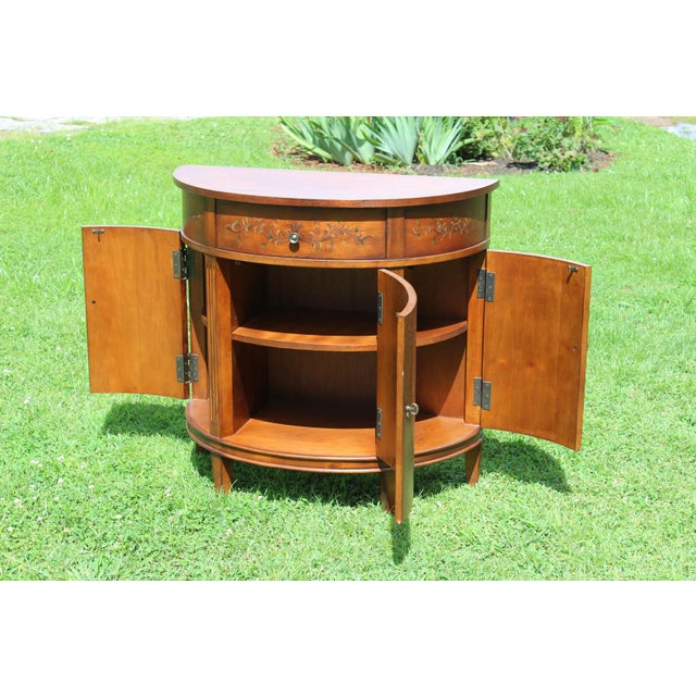 Wood Ethan Allen Paint Decorated Demilune Commode For Sale - Image 7 of 18