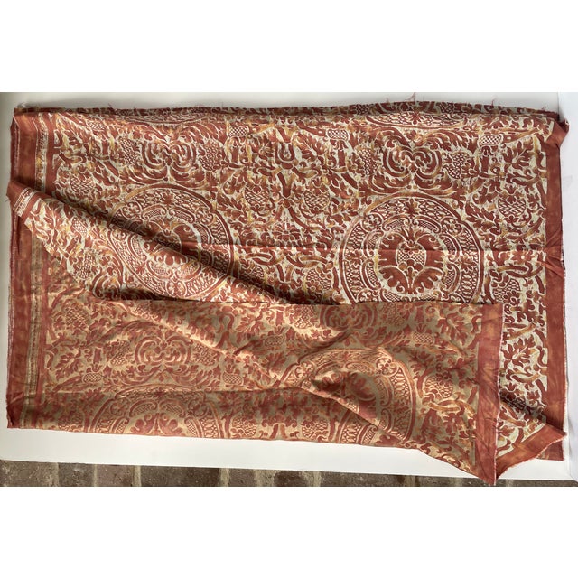 Authentic Mariano Fortuny “Orsini” Rust and Gold Textile - 5 Yards For Sale In Monterey, CA - Image 6 of 6