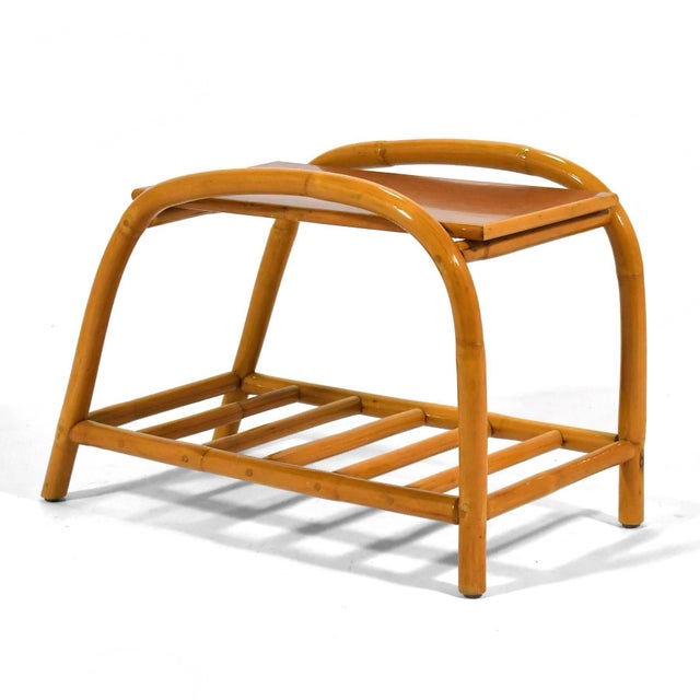 Mid-Century Modern 1960s Attributed to Ficks Reed Rattan "Angles" Side Table For Sale - Image 3 of 8