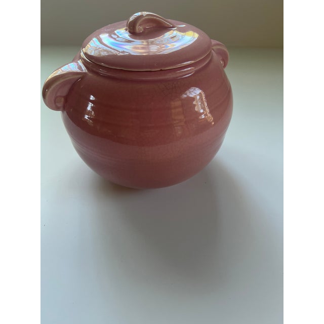 Vintage Pink Round Cookie Jar For Sale - Image 10 of 10