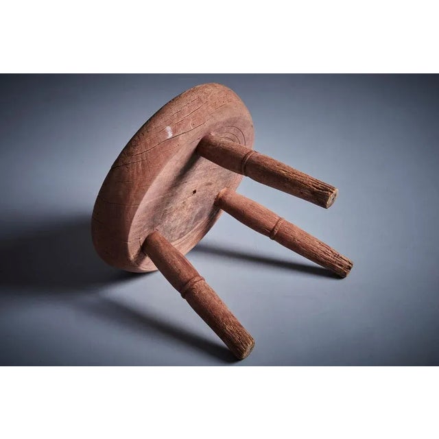 Rustic Farmers Stool in Original, 1890s For Sale - Image 5 of 8