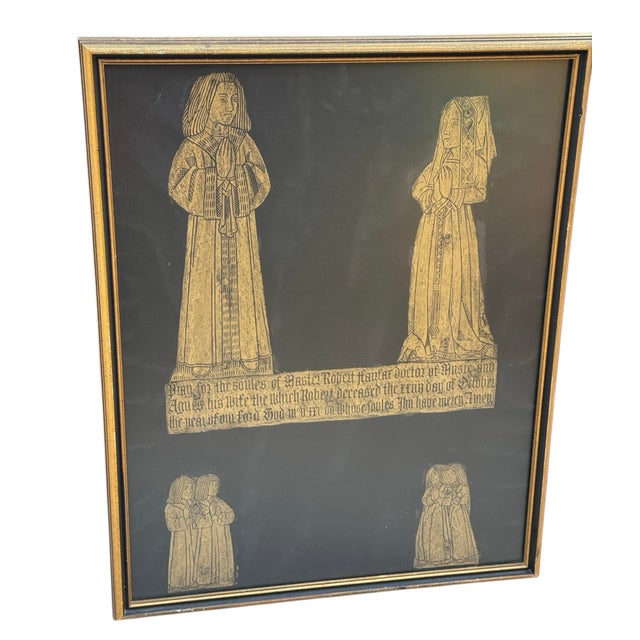 Early 20th Century Framed English Brass Rubbing of Composer Robert Fayrfax & His Wife Agnes For Sale - Image 4 of 6
