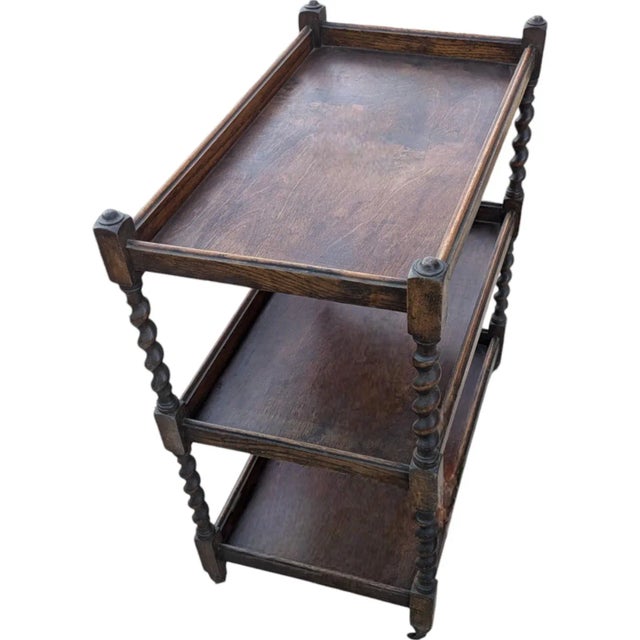 19th Century English Dessert Buffet With 4 Post Barley Twist Legs on