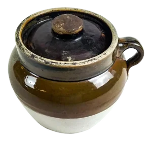 Antique Lidded Ceramic Clay Bean Pot