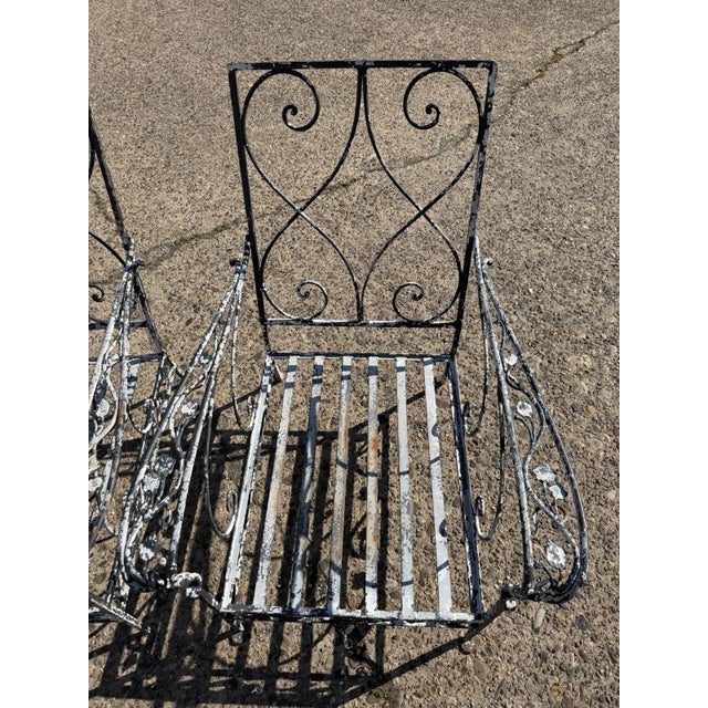 Vintage Florentine Craft Studio Salterini Style Wrought Iron Lounge Chairs, Pair For Sale In Philadelphia - Image 6 of 14