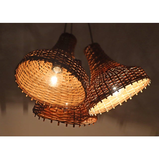 Mid-Century Modern Pendant Lights in Rattan, Germany, 1960s, Set of 3 For Sale - Image 6 of 18