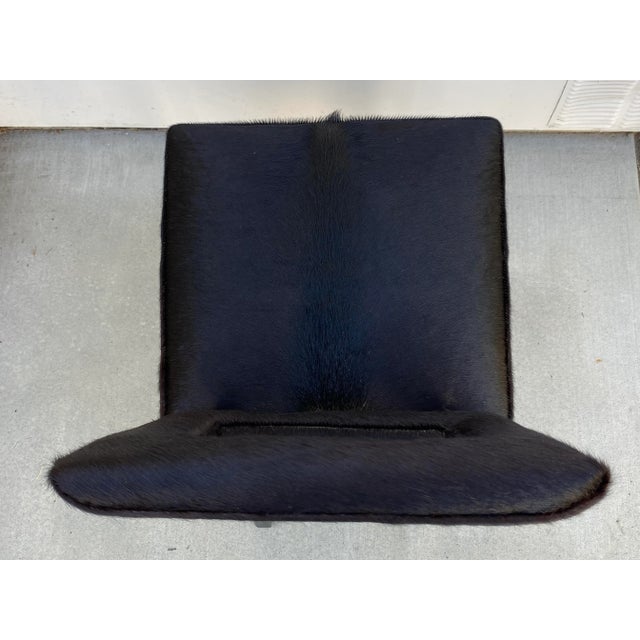 Mid-Century Modern Black Hair-On -Hide Cut Out Back Chairs - a Pair For Sale - Image 10 of 12