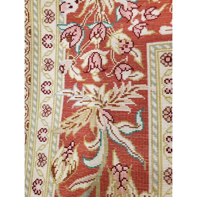 Persian Late 20th Century Rare Finely Woven Persian Silk Qum, Handmade Oriental Rug, Sky Blue and Red For Sale - Image 3 of 17