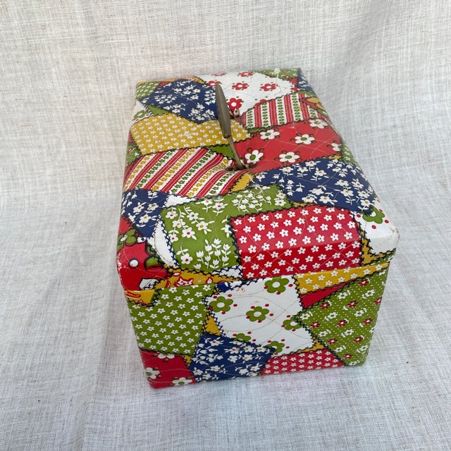 Vintage 1970s Faux Patchwork Sewing Box | Chairish