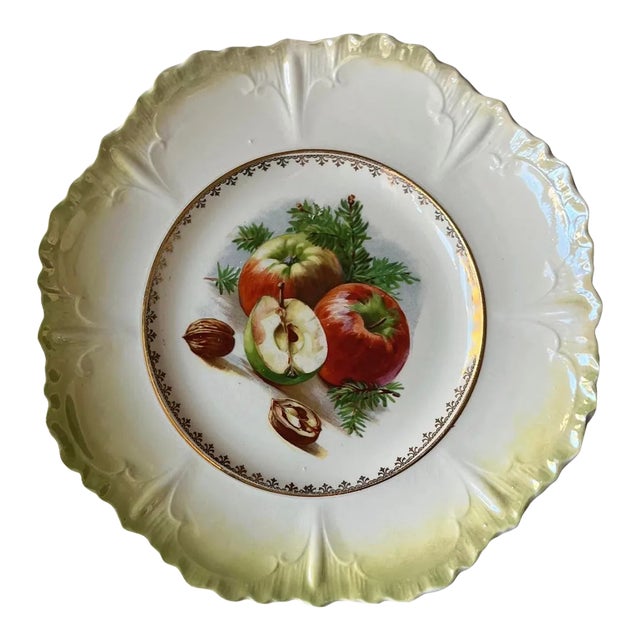 Vintage Holiday Lusterware Scalloped Edge Ceramic Decorative Plate For Sale