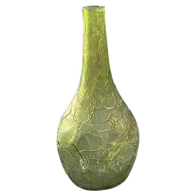 Glass Art Nouveau Crete Iridescent Green Glass Vase by Loetz Witwe, 1900 For Sale - Image 7 of 7